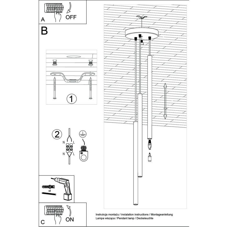 Lampadario a sospensione con filo PASTELO 3xG9/8W/230V oro