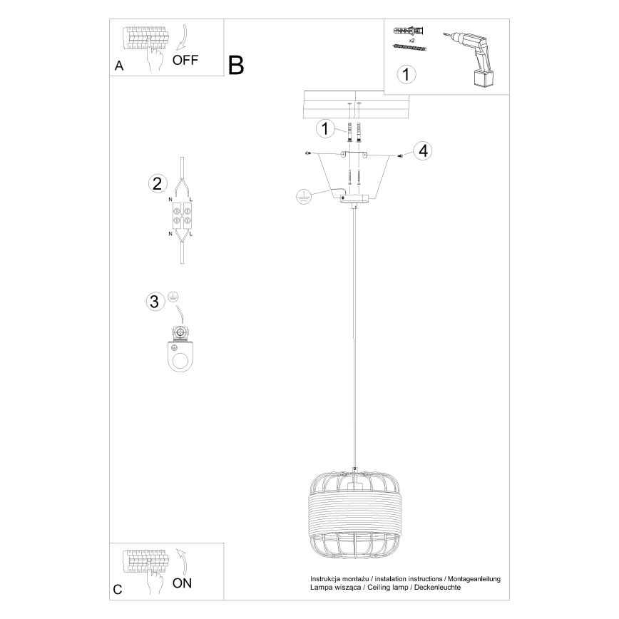 Lampadario a sospensione con filo FOST 1xE27/15W/230V