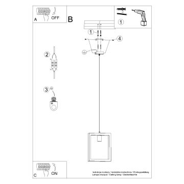 Lampadario a sospensione con filo ARIES 1xE27/15W/230V beige