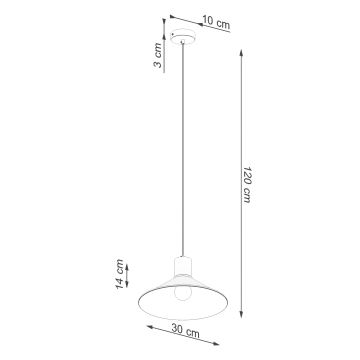 Lampadario a sospensione con filo JAGA 1xE27/15W/230V diametro 30 cm bianco