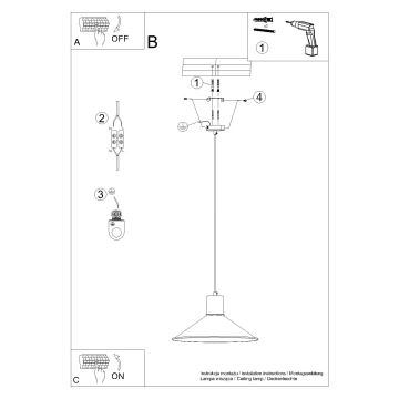 Lampadario a sospensione con filo JAGA 1xE27/15W/230V diametro 30 cm bianco