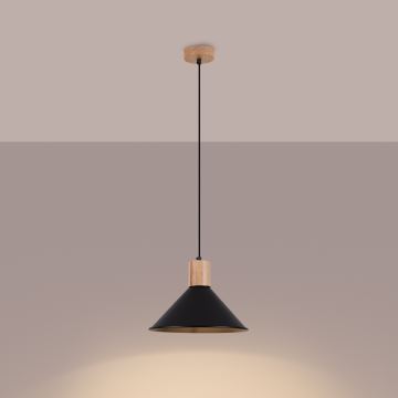 Lampadario a sospensione con filo JAGA 1xE27/15W/230V diametro 30 cm nero