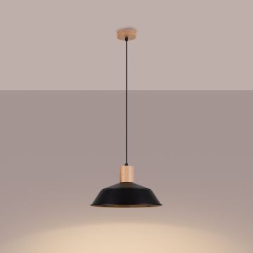 Lampadario a sospensione con filo FANO 1xE27/15W/230V diametro 34 cm nero