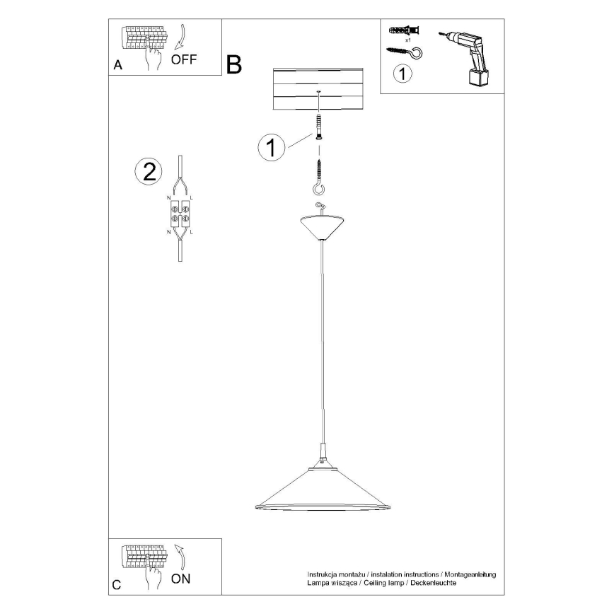 Lampadario a sospensione con filo ZUMA 1xE27/15W/230V diametro 30 cm bianco