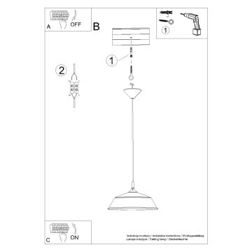 Lampadario a sospensione con filo FRIKA 1xE27/15W/230V diametro 34 cm bianco