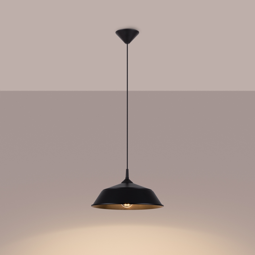 Lampadario a sospensione con filo FRIKA 1xE27/15W/230V diametro 34 cm nero