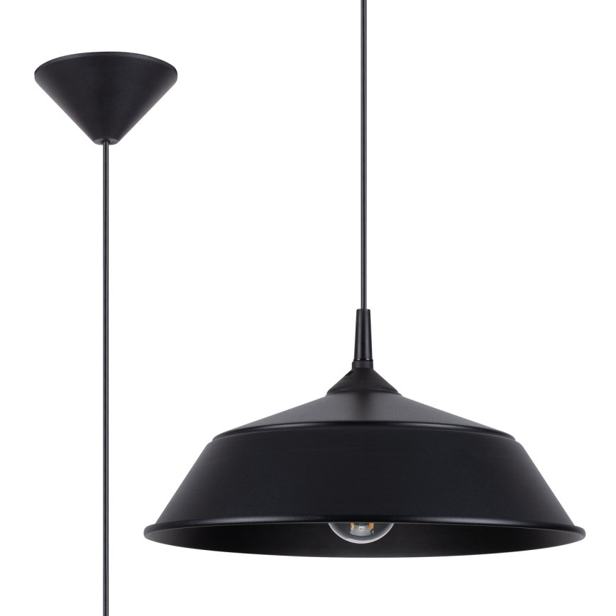 Lampadario a sospensione con filo FRIKA 1xE27/15W/230V diametro 34 cm nero