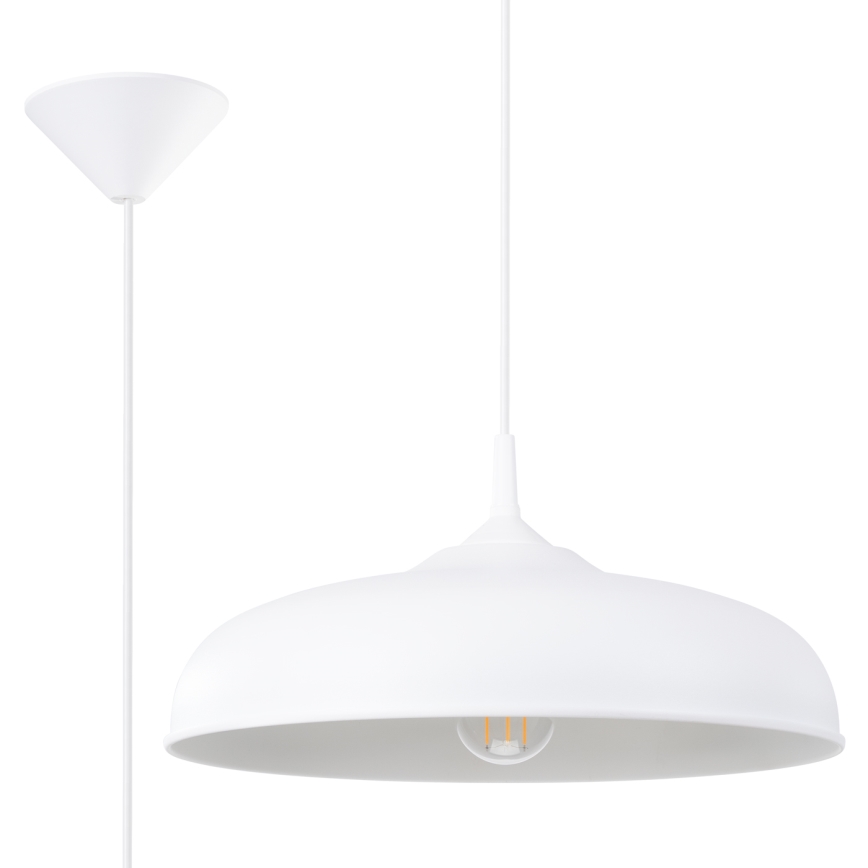 Lampadario a sospensione con filo GINA 1xE27/15W/230V diametro 38 cm bianco