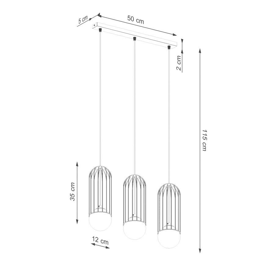 Lampadario a sospensione con filo BRINA 3xG9/8W/230V bianco