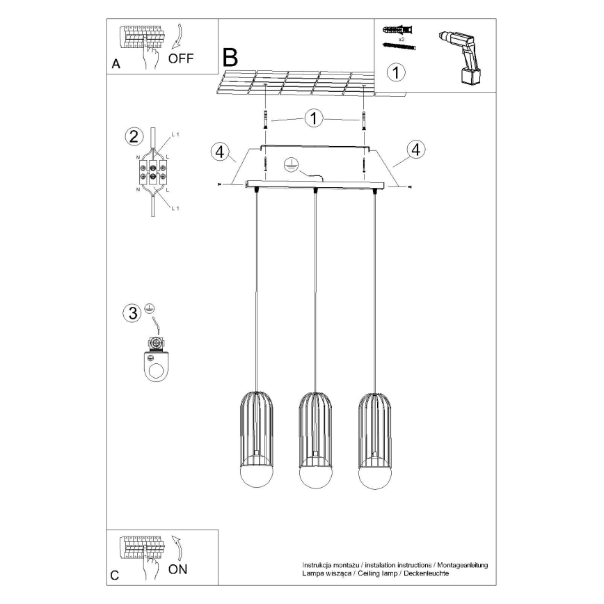 Lampadario a sospensione con filo BRINA 3xG9/8W/230V bianco