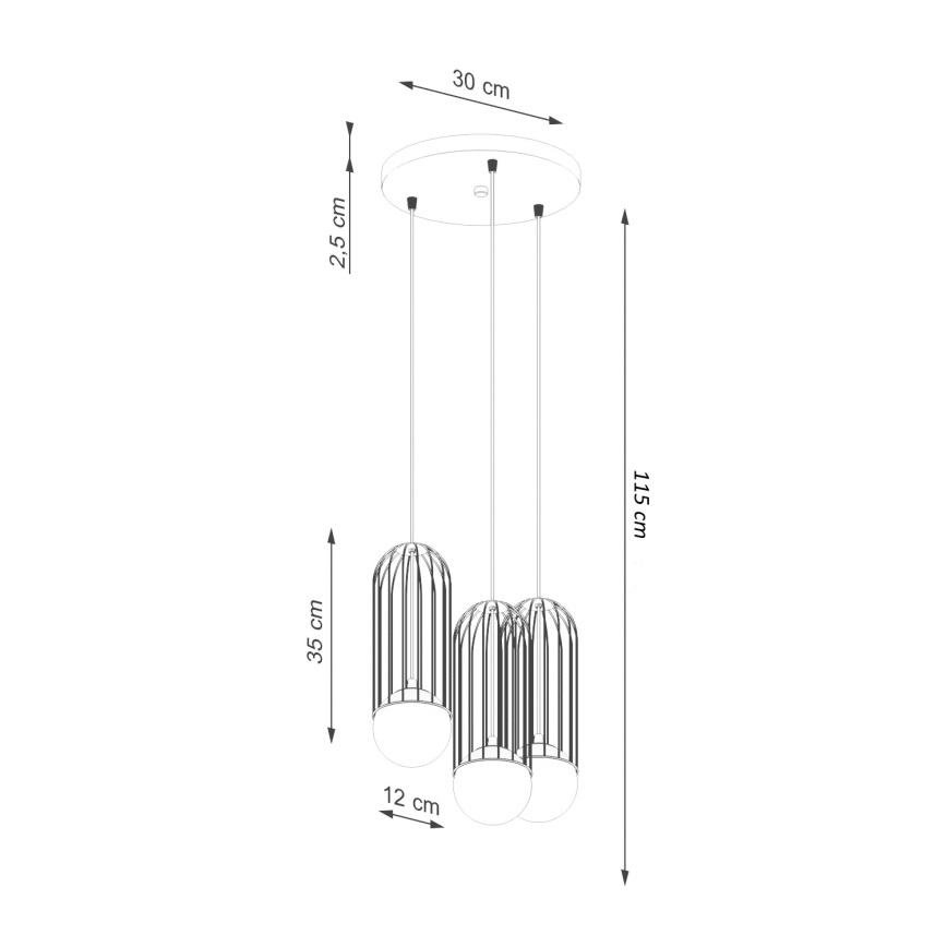 Lampadario a sospensione con filo BRINA 3xG9/8W/230V nero