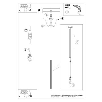 Lampadario a sospensione con filo ARCHE 1xG9/8W/230V nero