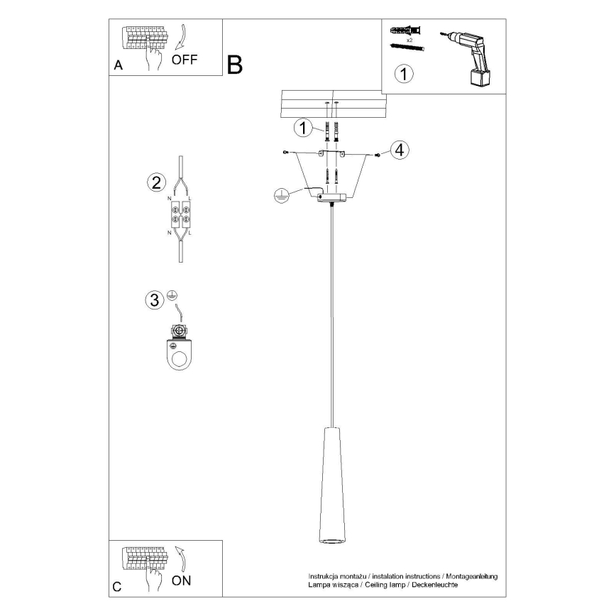 Lampadario a sospensione con filo ELECTRA 1xGU10/10W/230V calcestruzzo/grigio