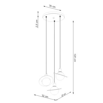 Lampadario a sospensione con filo HYPERION 3xG9/8W/230V bianco