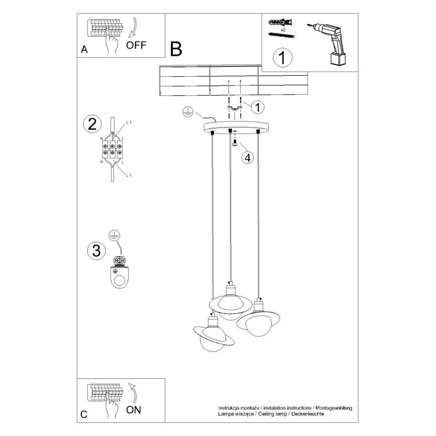 Lampadario a sospensione con filo HYPERION 3xG9/8W/230V bianco