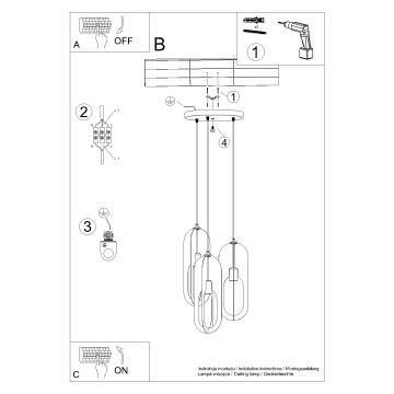 Lampadario a sospensione con filo NICUS 3xE27/15W/230V bianco