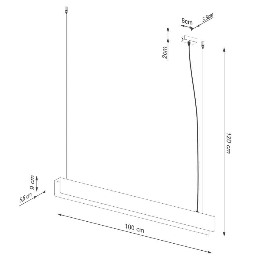 Lampadario LED a sospensione con filo SPARK 1xG13/8,5W/230V nero