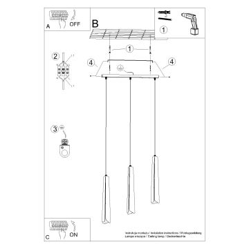 Lampadario a sospensione con filo PRYSM 3xG9/8W/230V bianco