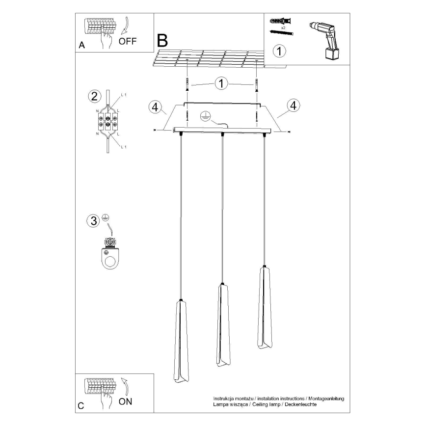 Lampadario a sospensione con filo PRYSM 3xG9/8W/230V bianco