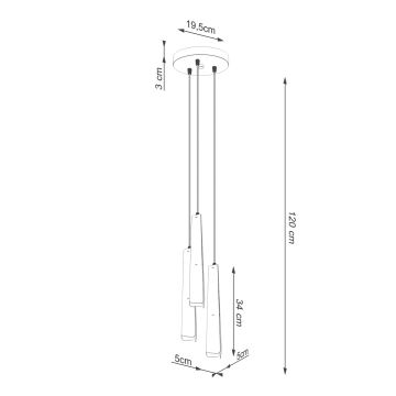 Lampadario a sospensione con filo PRYSM 3xG9/8W/230V nero