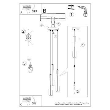 Lampadario a sospensione con filo PRYSM 3xG9/8W/230V nero