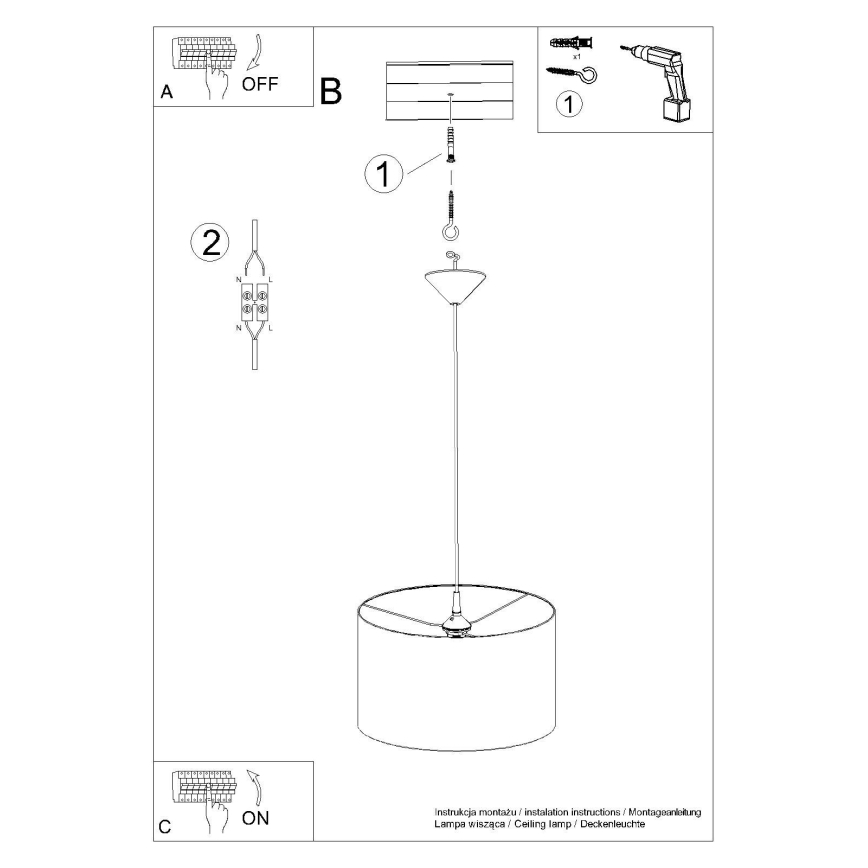 Lampadario a sospensione con filo NOVA 1xE27/15W/230V diametro 40 cm bianco