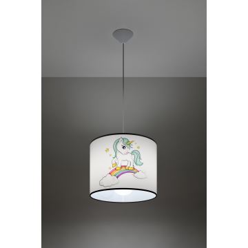 Lampadario a sospensione per bambini UNICORN 1xE27/15W/230V diametro 30 cm unicorno