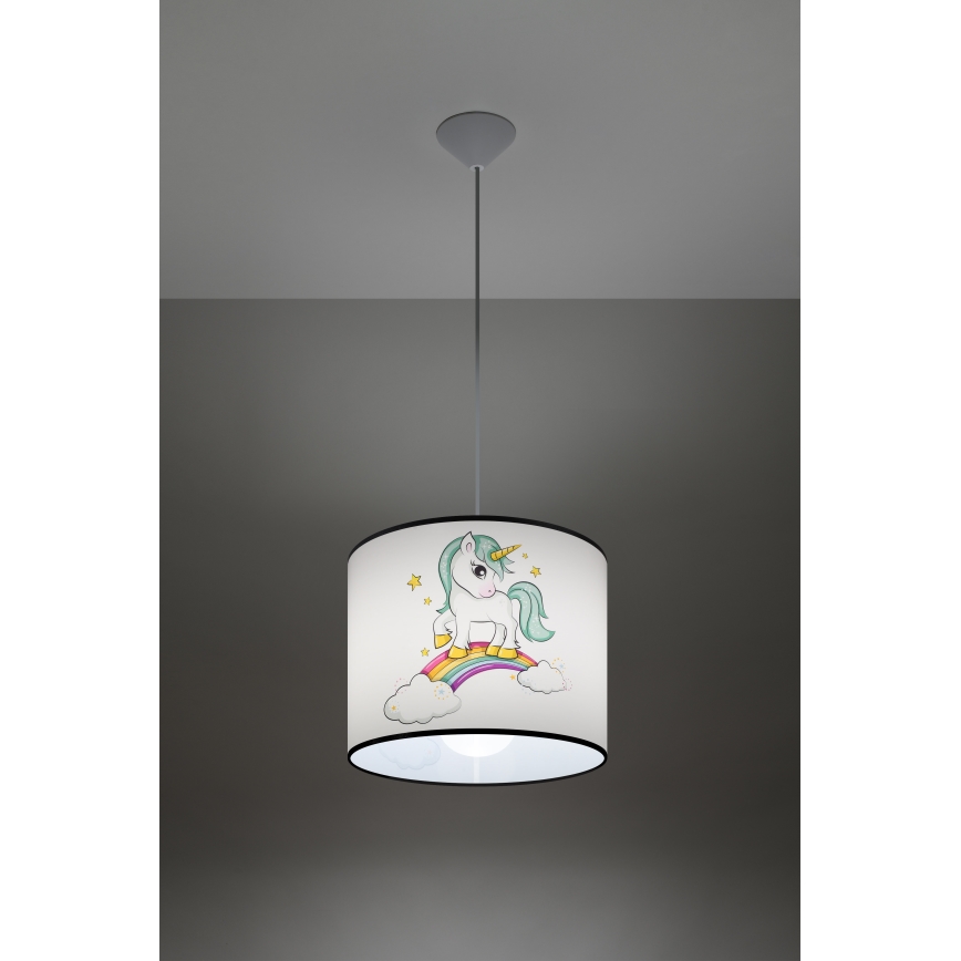 Lampadario a sospensione per bambini UNICORN 1xE27/15W/230V diametro 30 cm unicorno