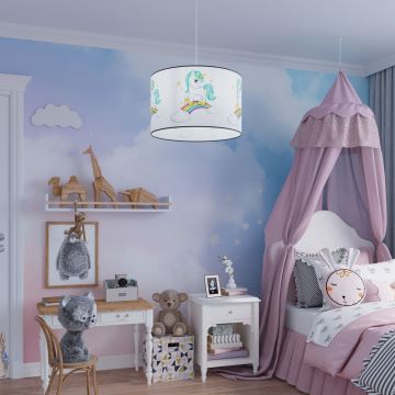 Lampadario a sospensione per bambini UNICORN 1xE27/15W/230V diametro 30 cm unicorno