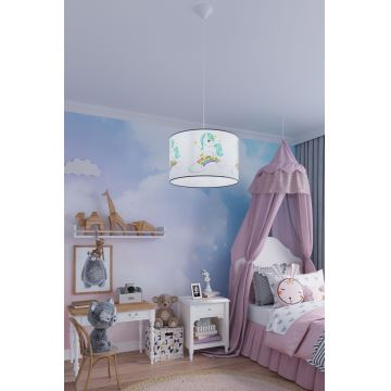 Lampadario a sospensione per bambini UNICORN 1xE27/15W/230V diametro 30 cm unicorno