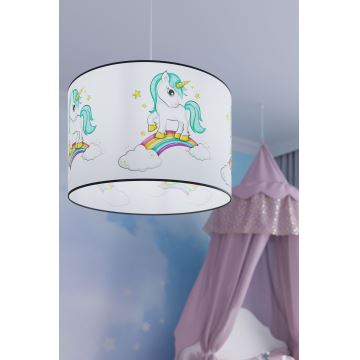 Lampadario a sospensione per bambini UNICORN 1xE27/15W/230V diametro 30 cm unicorno