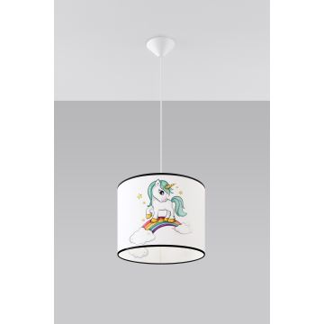 Lampadario a sospensione per bambini UNICORN 1xE27/15W/230V diametro 30 cm unicorno