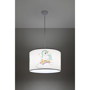 Lampadario a sospensione per bambini UNICORN 1xE27/15W/230V diametro 40 cm unicorno