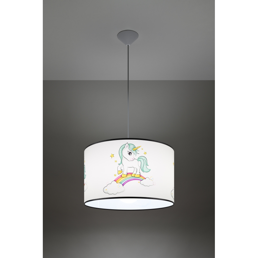 Lampadario a sospensione per bambini UNICORN 1xE27/15W/230V diametro 40 cm unicorno