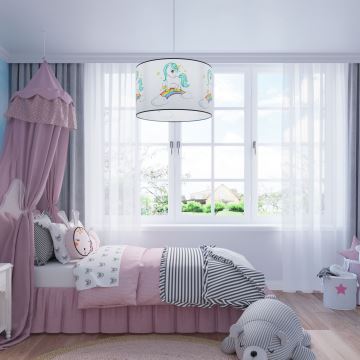 Lampadario a sospensione per bambini UNICORN 1xE27/15W/230V diametro 40 cm unicorno