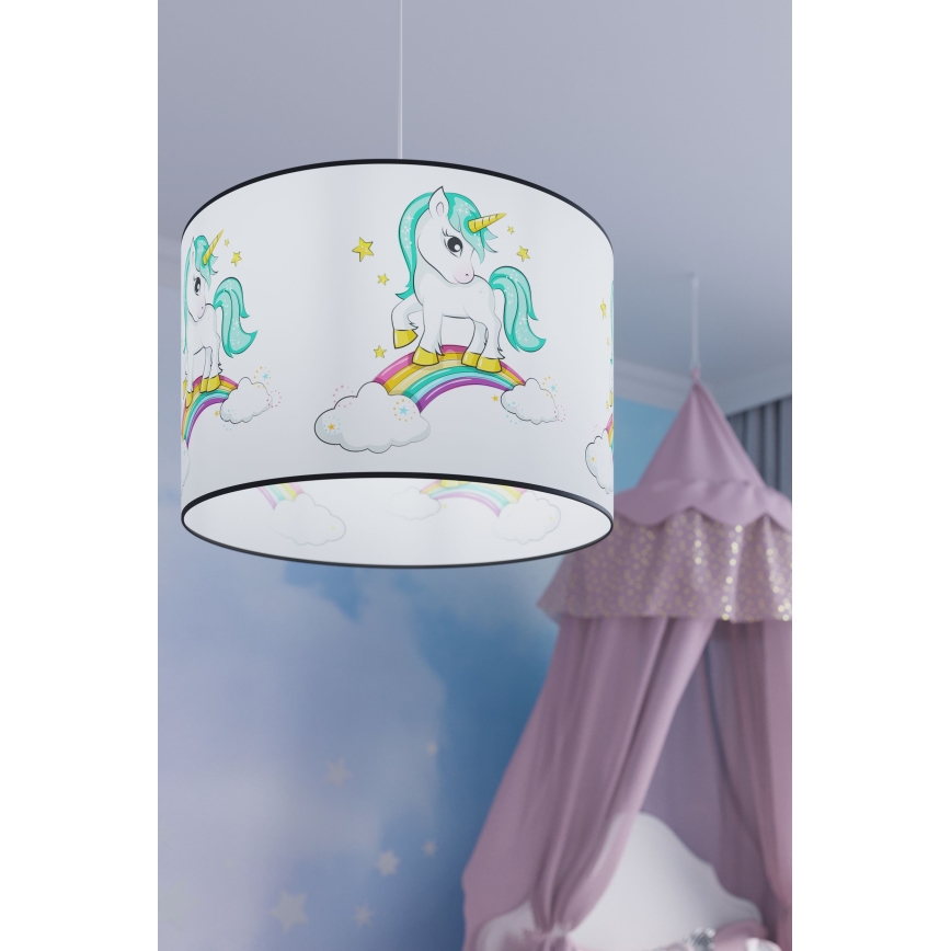 Lampadario a sospensione per bambini UNICORN 1xE27/15W/230V diametro 40 cm unicorno