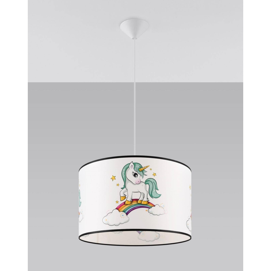 Lampadario a sospensione per bambini UNICORN 1xE27/15W/230V diametro 40 cm unicorno