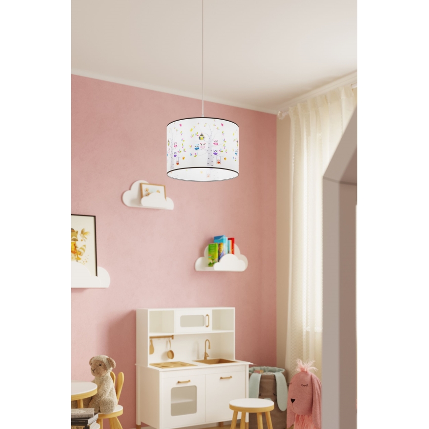 Lampadario a sospensione per bambini OWLS 1xE27/15W/230V diametro 30 cm gufi