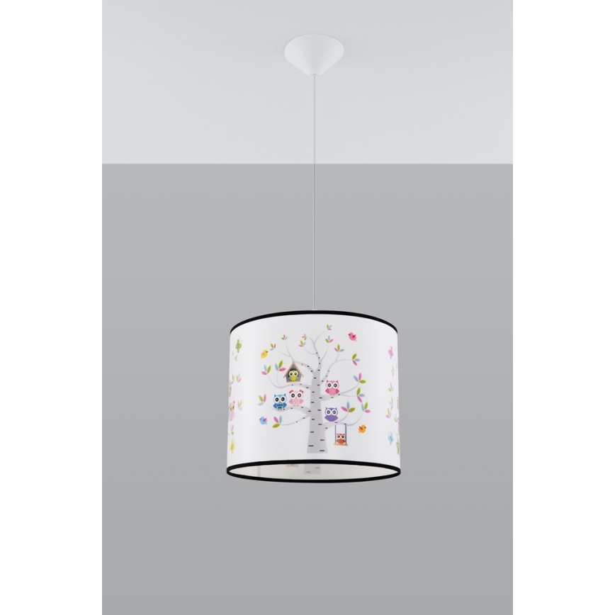 Lampadario a sospensione per bambini OWLS 1xE27/15W/230V diametro 30 cm gufi