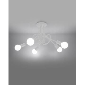 Lampadario a sospensione con supporto rigido LOOP 5xE27/15W/230V bianco