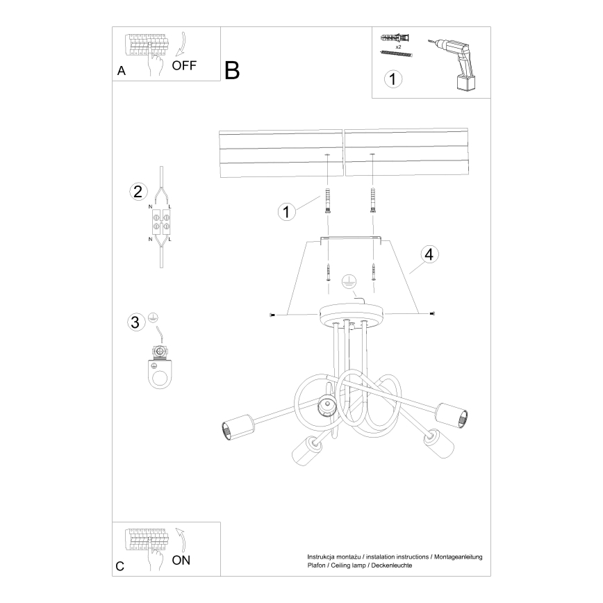 Lampadario a sospensione con supporto rigido LOOP 5xE27/15W/230V bianco