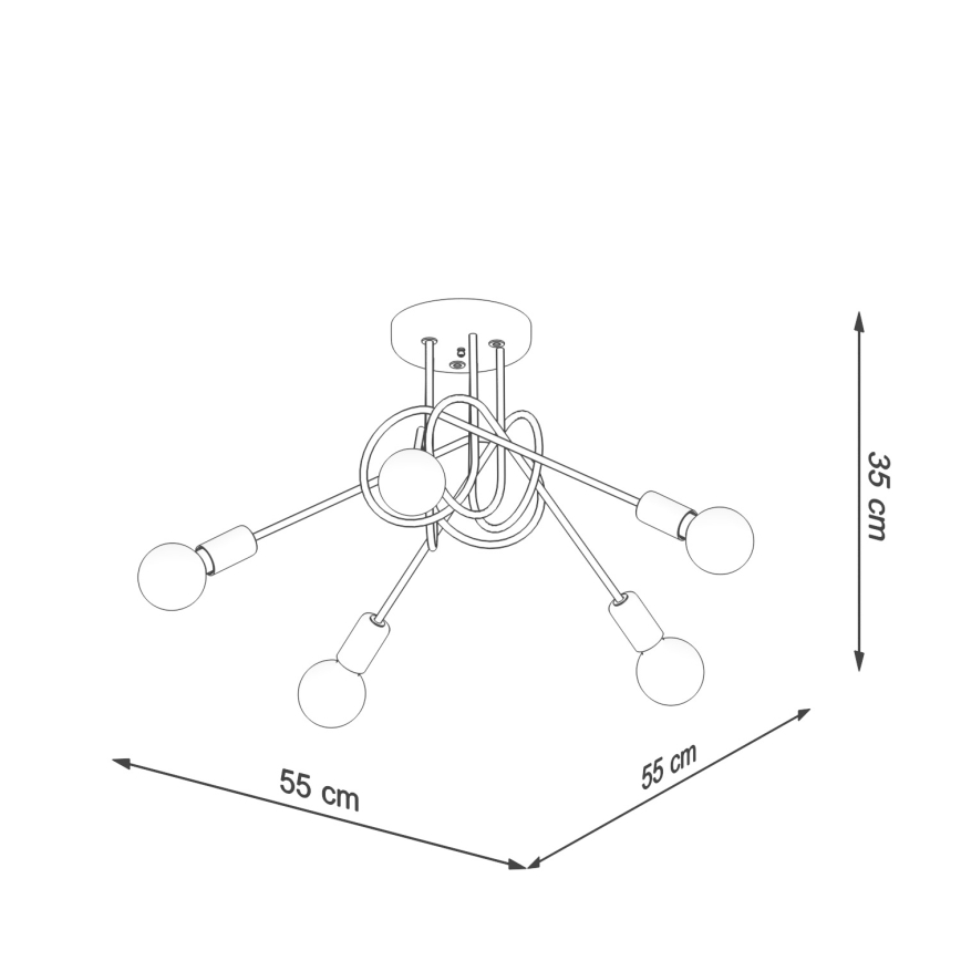 Lampadario a sospensione con supporto rigido LOOP 5xE27/15W/230V nero