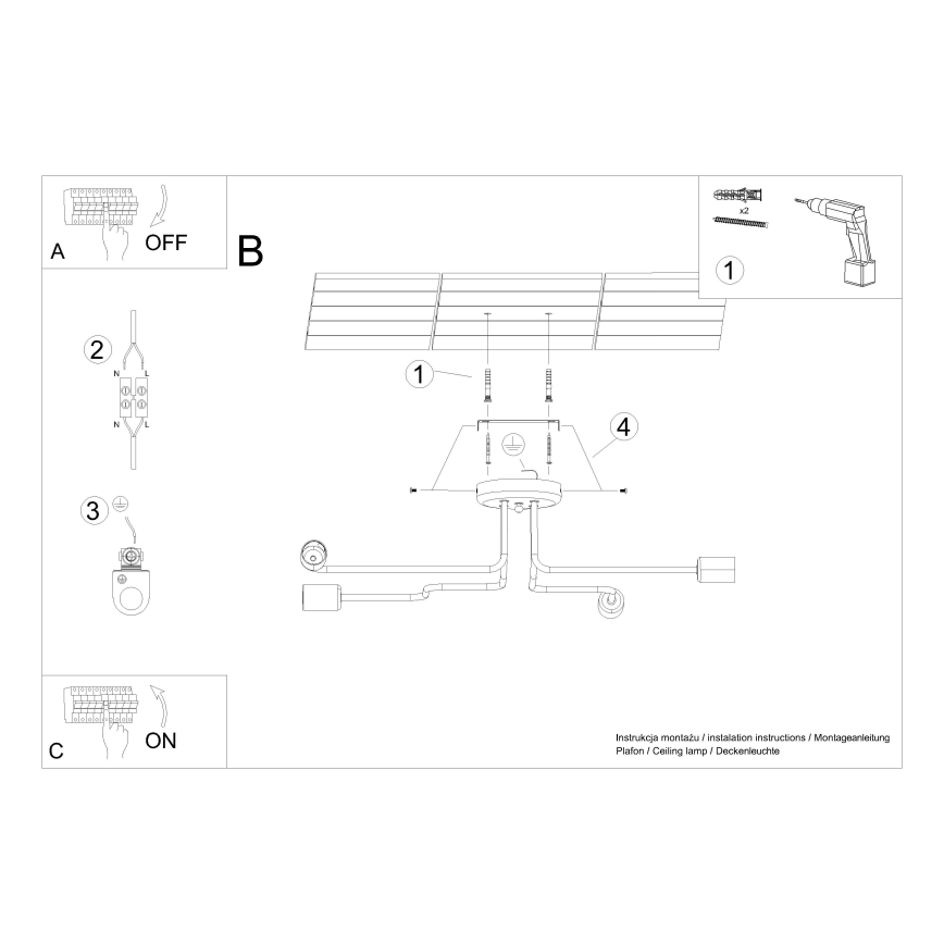 Lampadario a plafone VECTOR 4xE27/15W/230V bianco