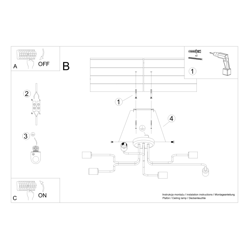 Lampadario a plafone VECTOR 6xE27/15W/230V bianco