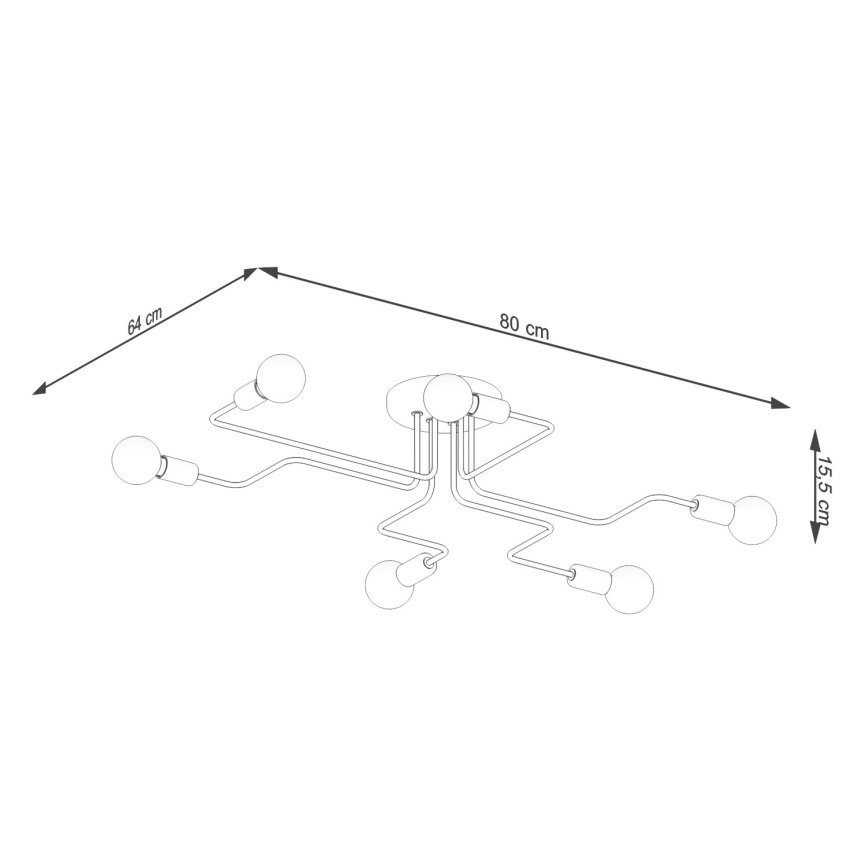 Lampadario a plafone VECTOR 6xE27/15W/230V nero