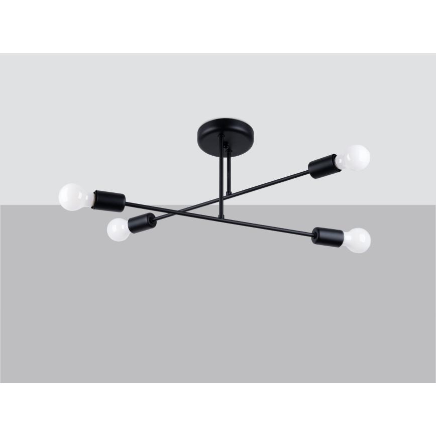 Lampadario a sospensione con supporto rigido NORAH 4xE27/15W/230V nero