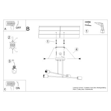 Lampadario a sospensione con supporto rigido NORAH 4xE27/15W/230V nero