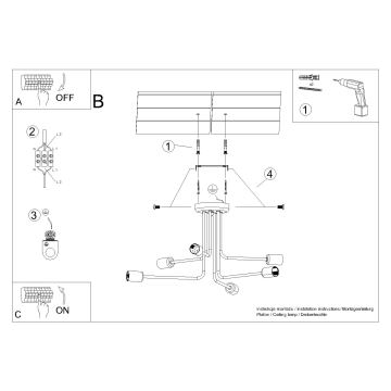 Lampadario a sospensione con supporto rigido NORAH 6xE27/15W/230V nero