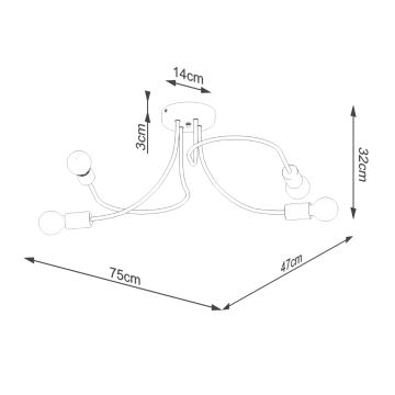 Lampadario a sospensione con supporto rigido LEVAR 4xE27/15W/230V nero