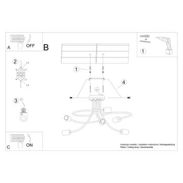 Lampadario a sospensione con supporto rigido LEVAR 6xE27/15W/230V nero